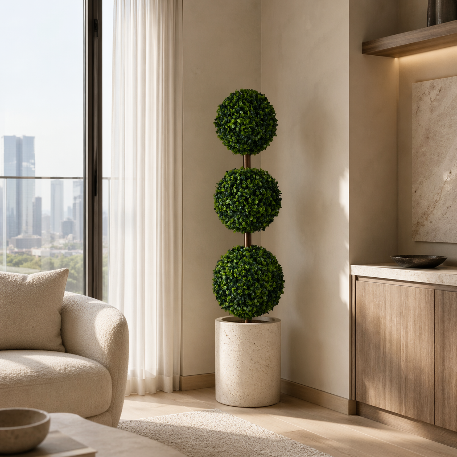 Artificial topiary boxwood ball tree